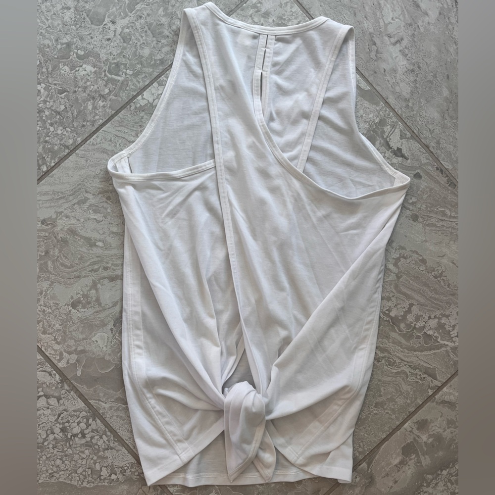 Athleta Essence White Sleeveless Tie-Back Tank Top, size XS